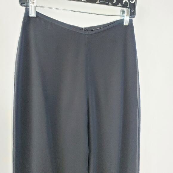 Carmen Marc Valvo Collection Black lined silk pants with hidden back zipper - Picture 2 of 8